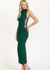 Textured Side Tie Maxi Dress - Forest