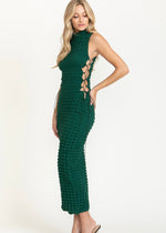 Textured Side Tie Maxi Dress - Forest